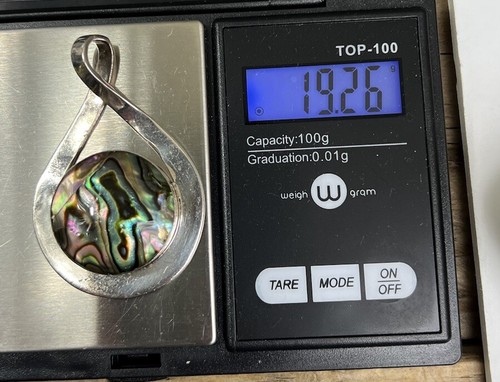 Vintage Sterling Silver 925 Mother Of Pearl Abalone Shell Pendant Jewelry ๐ - Picture 8 of 13