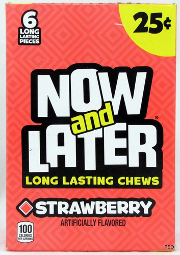 Now and Later Strawberry Candy Chews 24 Count 6 Piece Bars Bulk Taffy Candies - Picture 6 of 9