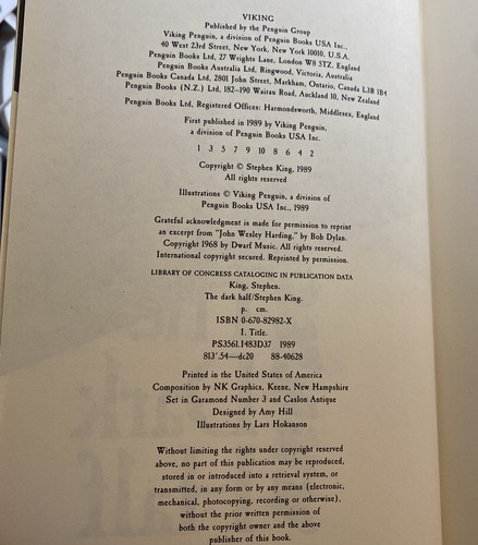 The Dark Half by Stephen King 1989 Hardcover With Jacket - Imagen 11 de 11