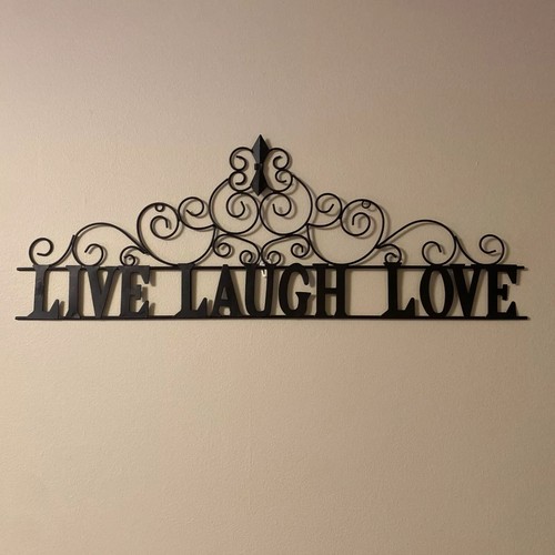 Letrero de letras de metal negro decoración 'Live Laugh Love' arte de pared decoración - Imagen 1 de 5