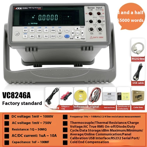 Vc8246A Digital Multimeter Digitalanzeige Multimeter Desktop Automatik Reichweite - Bild 8 von 10