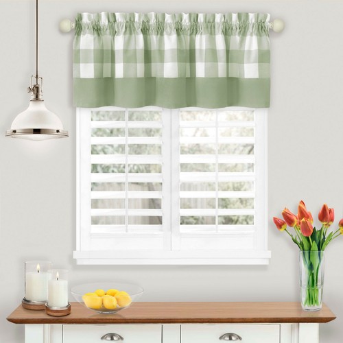 Kate Aurora Modern Farmhouse Plaid Valance a scacchi - colori assortiti - Foto 24 di 26