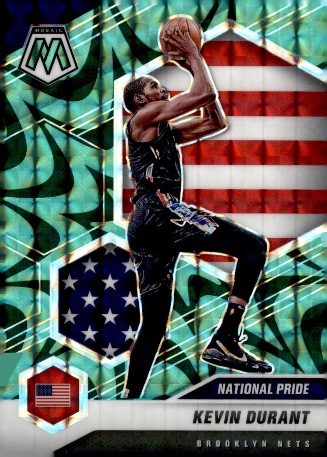 2020-21 Panini Mosaic - National Pride Kevin Durant #248 Green Mosaic Prizm