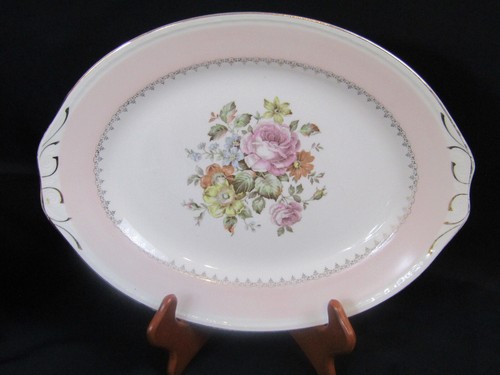 VINTAGE HOMER LAUGHLIN PINK GEORGIAN EGGSHELL GOLD TRIM PLATTER BOWL SUGAR/CREAM - Picture 45 of 45