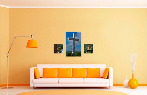 3Pcs Home Canvas Wall Decor Art Painting Picture Print Cross With Praying Birds - Picture 4 of 7