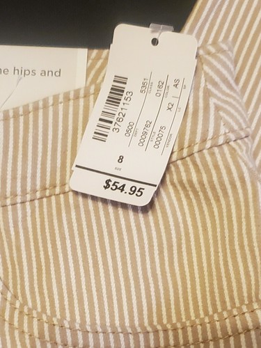 Christopher & Banks mittelhohe kurze Damenjeans hellbraun und weiß gestreift 8 neu mit Etikett - Bild 6 von 12