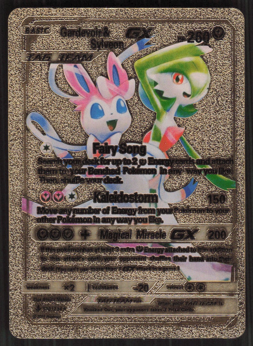 Gardevoir & Sylveon GX 13, Tag Team Gold Foil Fan Art Textured