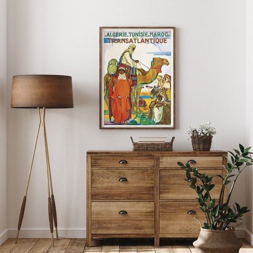 Póster de viaje vintage de Argelia Túnez Marruecos impresión de bellas artes | decoración del hogar - Imagen 4 de 8
