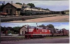 Vintage Postcard Burlington Northern Railroad Now and Then Trains