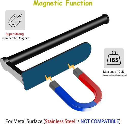 Magnetic Paper Towel Holder, , 3-In-1 Multifunctional Black Kitchen Paper Towel - Picture 3 of 12