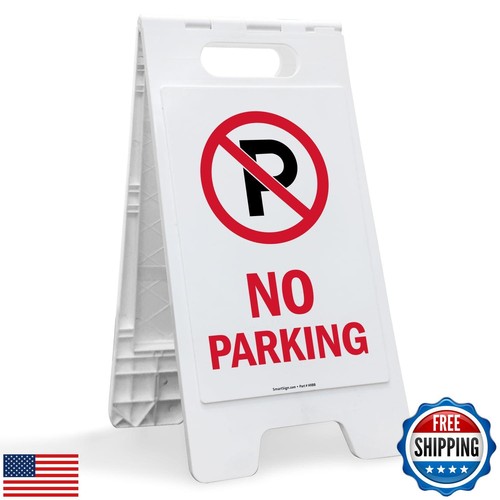 SmartSign 25 x 12 inch “No Parking” with Symbol Two-Sided Folding Floor Sign,