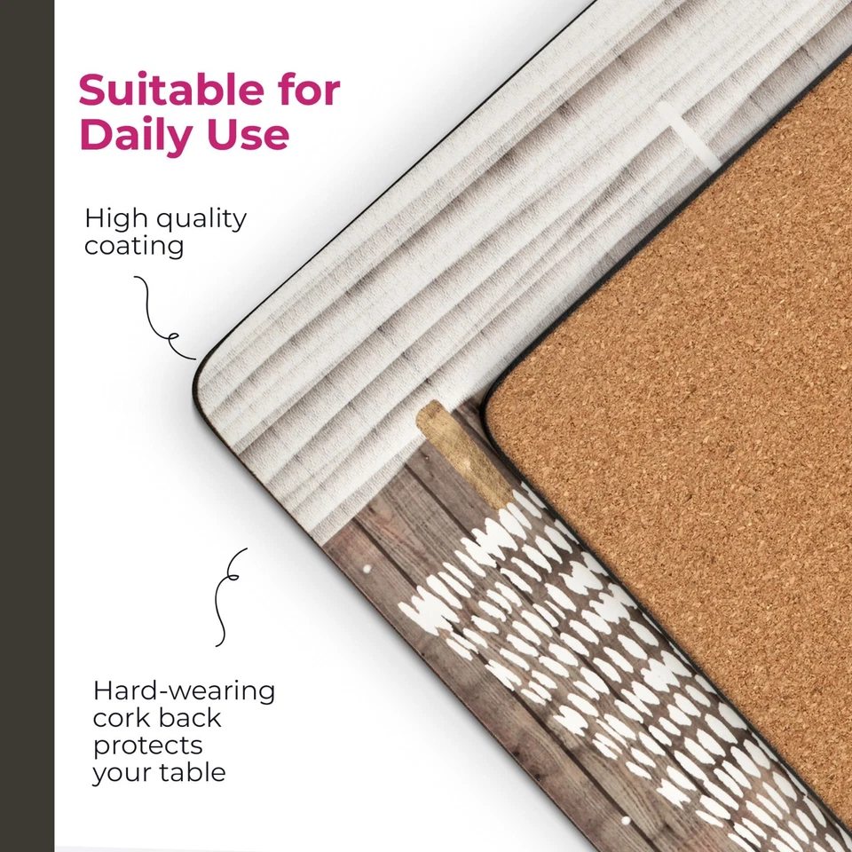 Colchonetas de Navidad blancas de madera Pimpinela (juego de 4) - con respaldo de corcho Foto 4 de 4