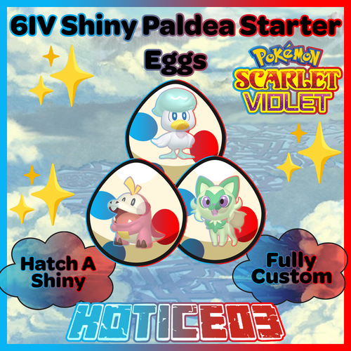 Quaxly Sprigatito Fuecoco Shiny Eggs✨ SHINY 6IV EGG ✨ Pokemon Scarlet & Violet - Picture 1 of 24
