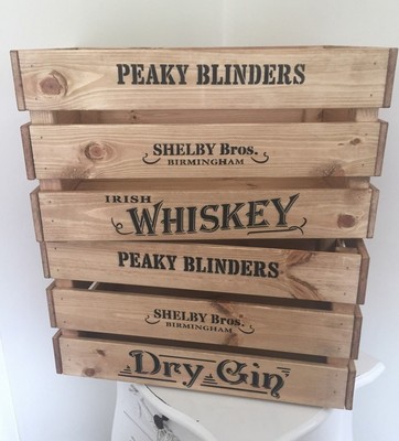 Wooden Peaky Blinders Shelby Bros Birmingham Whiskey or Gin Crate Box Storage Wooden Peaky Blinders Shelby Bros Birmingham Whiskey or Gin Crate Box Storage