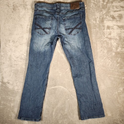 Pantalones de mezclilla TK Axel para hombre 36X31 (etiqueta 34X32) azul bota ajustada larga alta elástica solapa sintética - Imagen 13 de 17