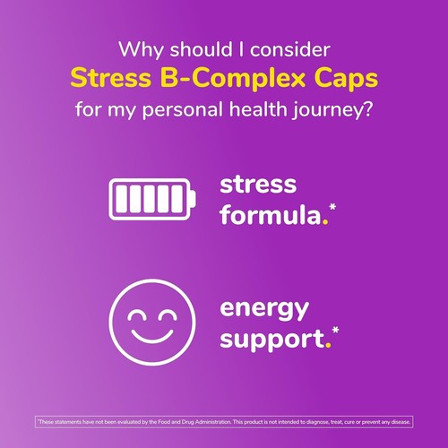 Twinlab Stress B-Complex Caps Energy Support Supplement Vitamin B12, B6-250 Caps - Picture 5 of 6