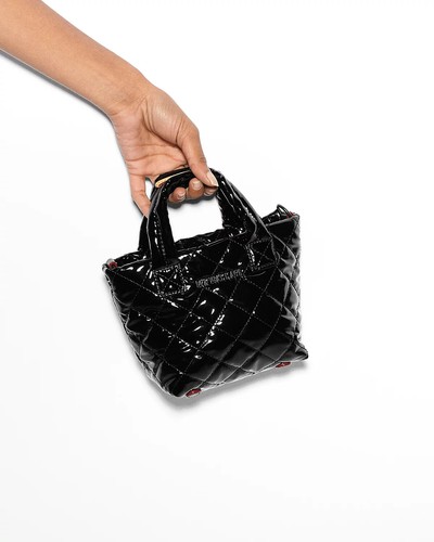 MZ WALLACE Petite Metro Tote Crossbody Deluxe ~NWT~ Quilted Black Lacquer - Picture 4 of 8