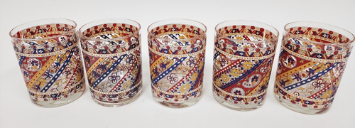 Vintage Cera Paisley Rock Cocktail Gläser 5er Set Kostenloser Versand - Bild 1 von 6