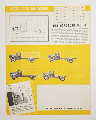 Brochure camion Reo modello D-21R 1948 specifiche - Foto 3 di 5