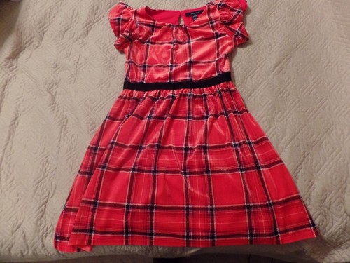 Girl's, Nautica, Red/White/Black Plaid, Holiday Dress, Lined, Size: 7, Ex. Con. - Picture 2 of 11