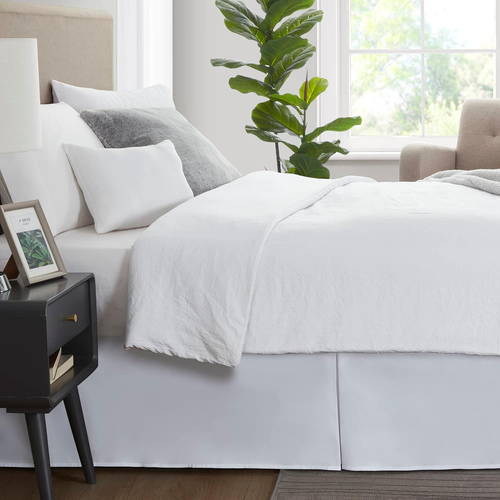 Nestl White Bed Skirt Queen Size - 14 Inch Drop Brushed Microfiber Skirts Hotel - Picture 3 of 8