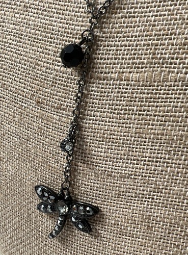 Halskette Claire’s schwarze Kette Libelle mit Strass Anhänger Y Form - Bild 3 von 7