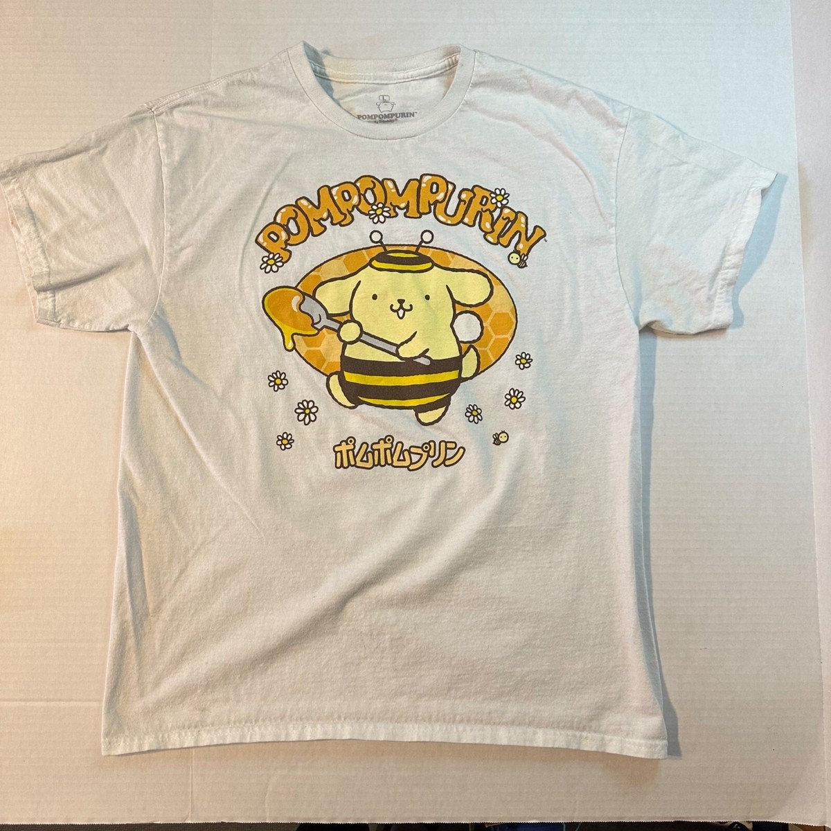 Sanrio Unisex Pompompurin White Short Sleeve Graphic Tee