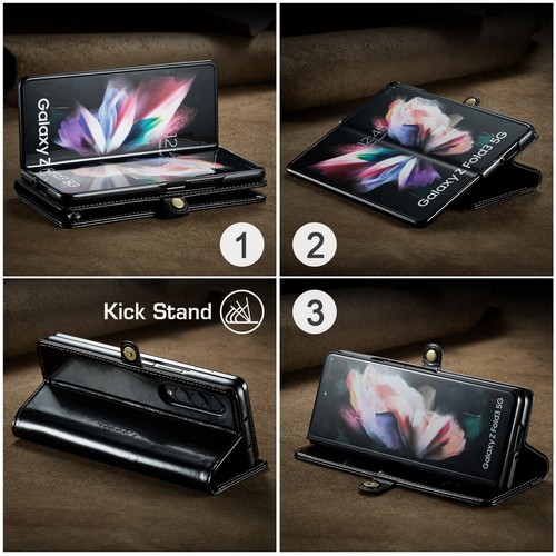 CaseMe Hülle Für Samsung Galaxy Z Fold 5 4 3 Leder Wallet Kartenfach Schutzhülle - Zdjęcie 4 z 16