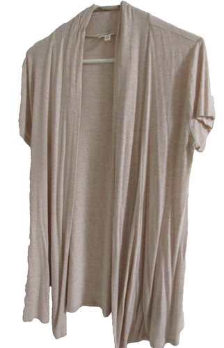 ZENANA OUTFITTERS Tan Stretch Jersey Knit Open-Front S/S Cardigan size M Great