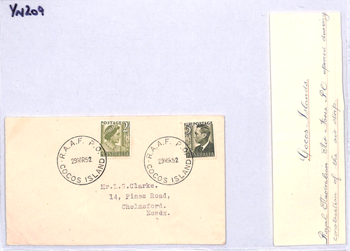AUSTRALIA USED COCOS ISLANDS Cover 1952 *RAAF PO* CDS Air Force Runway YN209 - Picture 4 of 10