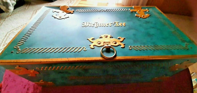 Alte Truhe ** MESSMER Tee**  Blech+D/24 cm+H/6,5 cm TOP+Sammler