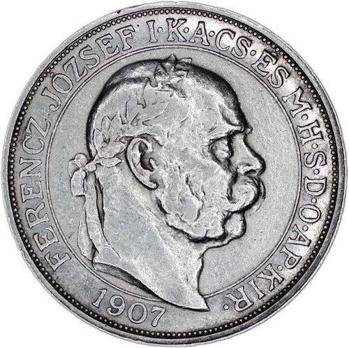 HUNGARY coin 5 Korona 1907 Commemorative XF Extremely Fine - Picture 2 of 7