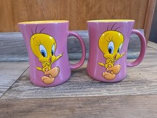 2 Warner Bros. Looney Tunes 3D Tweety Bird Coffee/Tea Mug Cartoon 2005 