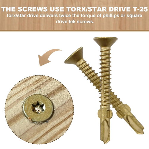 #10 X 1-5/8" Reamer Tek Torx/Star Head Self-Drilling Wood to Metal Screws - Tek - Picture 5 of 12