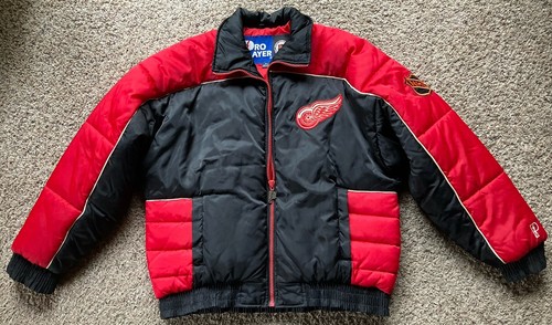 Vintage Detroit Red Wings Pro Player Full Zip Sewn Nylon Jacket Size L - Bild 1 von 9