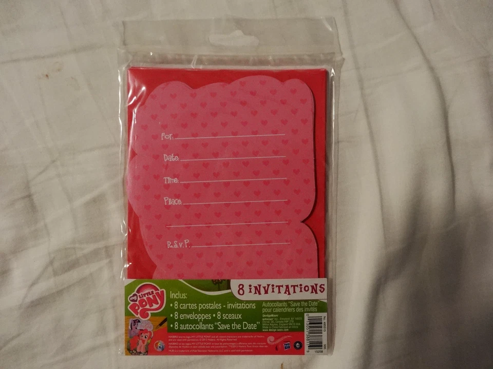 Invitaciones de fiesta de cumpleaños y notas de agradecimiento para niñas My Little Pony 8 de cada una Foto 4 de 4