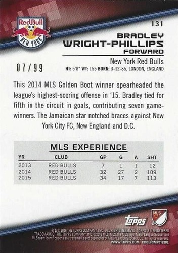 2016 Topps Major League Soccer Blue Parallel /99 (#131 - #140) - MLS - Picture 2 of 20