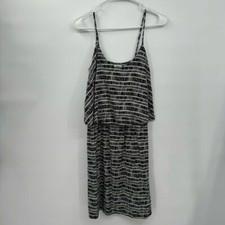 Old Navy Small Tall Popover Sundress Women Black White Abstract Stripe Mini