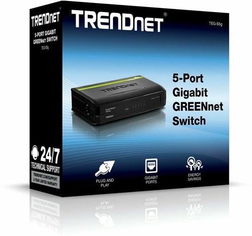 TRENDnet TEG-S5g 5-Port Gigabit GREENnet Kunststoffgehäuse Desktop Netzwerk Switch - Bild 5 von 5