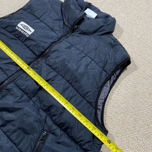 VINTAGE Umbro Gilet Mens Large Dark Navy Blue Puffer Vest Football 90s - Picture 5 of 11