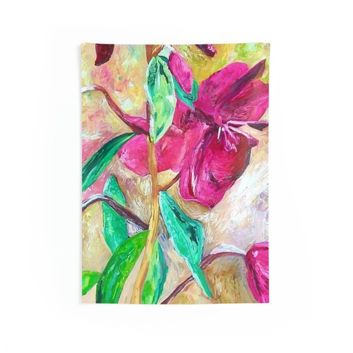 Tapestry Floral Wall Art Painted Flowers Home Decor  - Picture 1 of 6