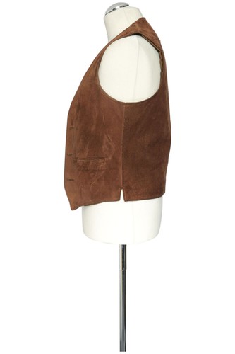 Schott Men Vintage Leather Vest S Brown Dark Brown Suede Leather - Picture 4 of 5