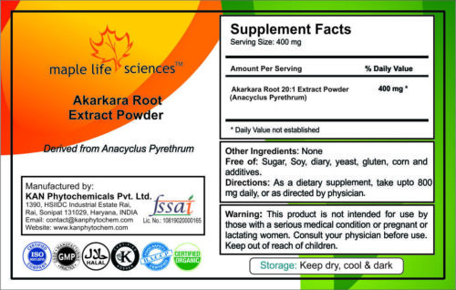 Akarkara Root 20:1 Extract Powder Anacyclus Pyrethrum aphrodisiac libido - Photo 1/1