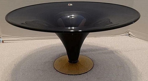 Blenko Large Amethyst/Purple and Yellow Glass Compote Centerpiece - Picture 4 of 7