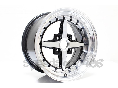 ROTA Zero Plus Wheels Full Royal Black 15X8 +20 4X100 FOR EG INTEGRA CIVIC MIATA - Picture 1 of 2
