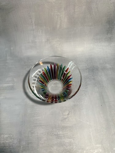 Murano Glass Zecchin Style Rainbow Bowl Hand Painted Italy - Picture 5 of 7