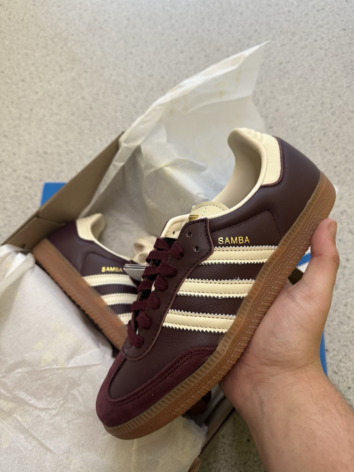 Adidas Samba OG Maroon Crystal Sand Burgundy  UK 5.5