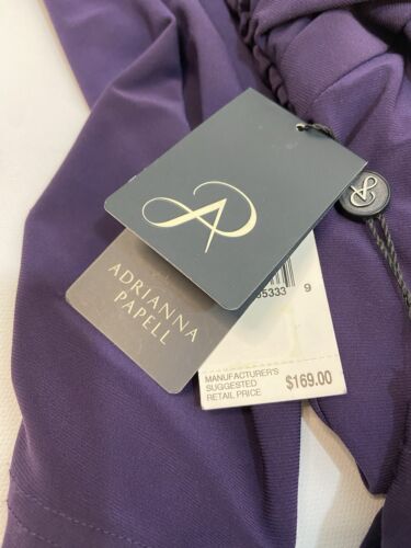 Adrianna Papell Size 12 Long Sleeve Purple Stretch Maxi Dress Gown NEW - Picture 11 of 18