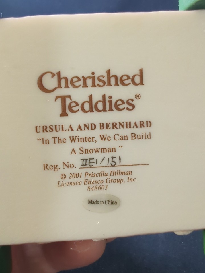 Cherished Teddies Christmas Figurine Ursula & Bernhard On Snow Wagon