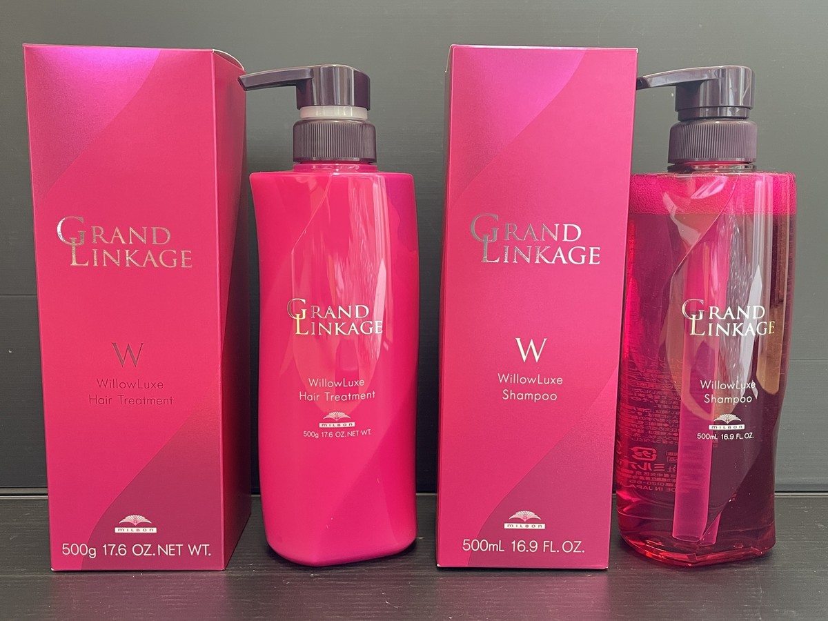 Milbon Grand Linkage Willow Luxe Shampoo 500mL Treatment 500g Set